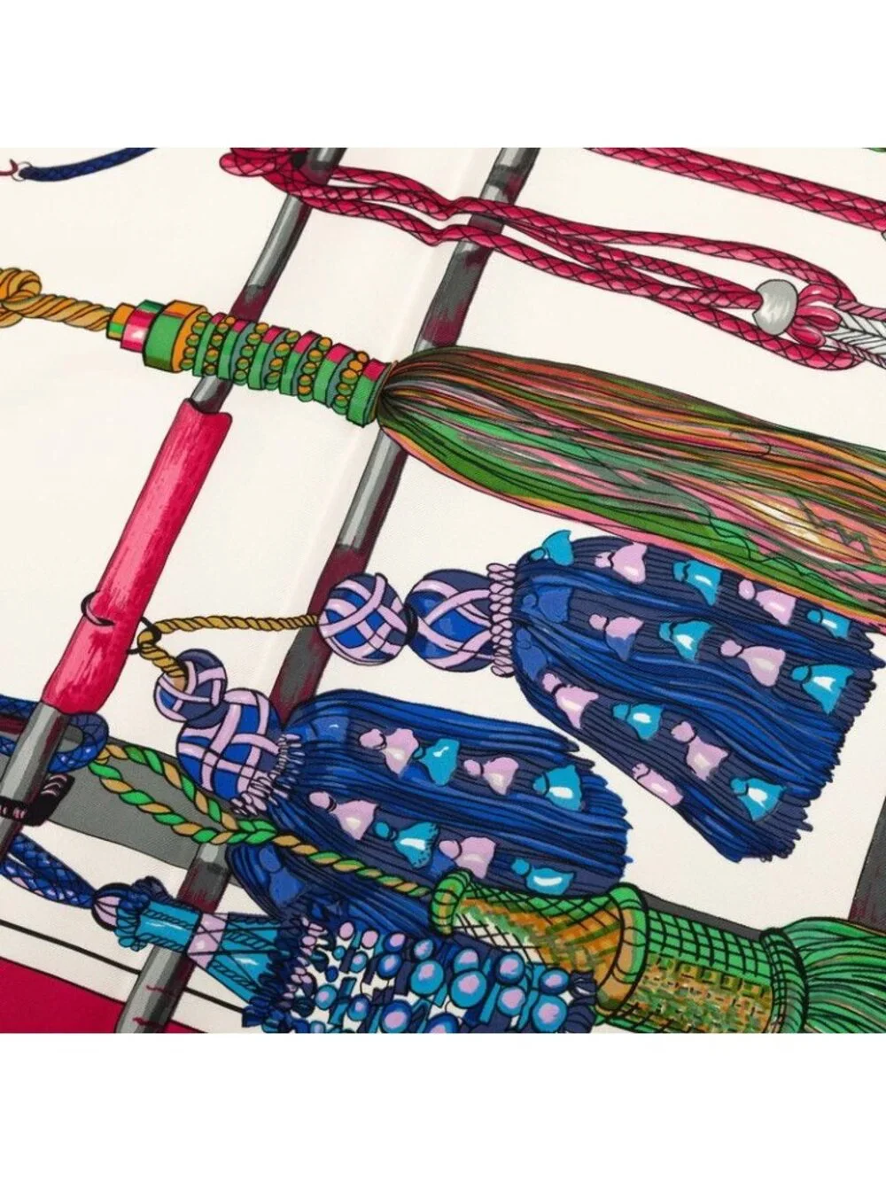 Hermes Carre 90 Pasementerie String Decoration Scarf Pink Multicolor Silk - Picture 5 of 9